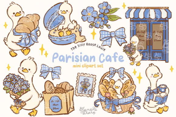 Download Kawaii Goose Parisian Cafe Clipart - Kawaii Collection