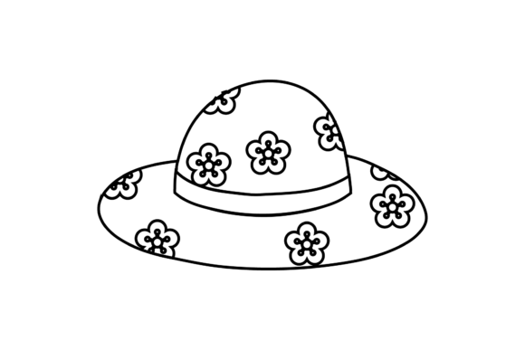 Download Floral Outline Beach Hat - Floral outline Collection