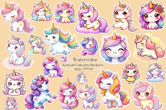 Download Kawaii Unicorn Stickers Clipart - Kawaii Collection