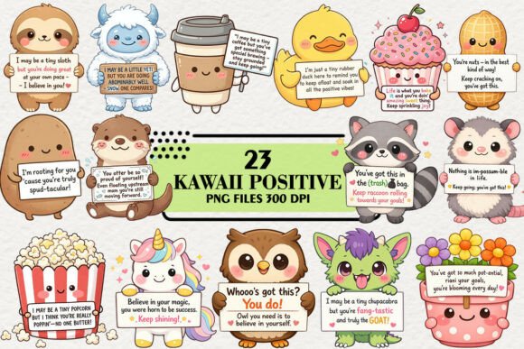 Download Kawaii Positive Emotions Clipart Bundle - Kawaii Collection
