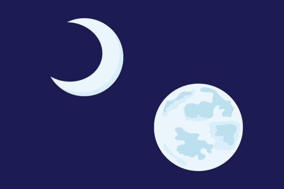 Download Full Moon and Half Moon Vector Flat Art - Premium Resources