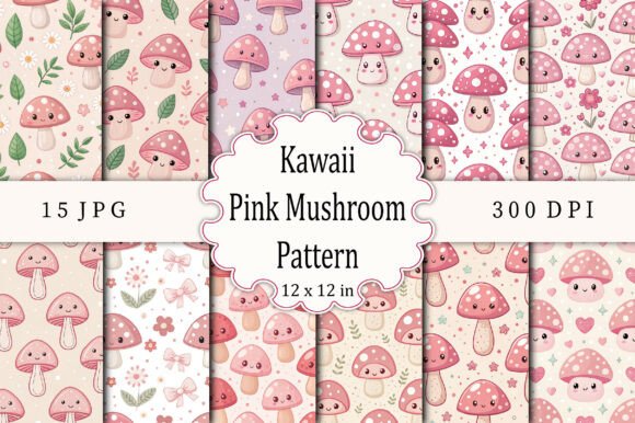 Download Kawaii Pink Mushroom Pattern - Kawaii Collection