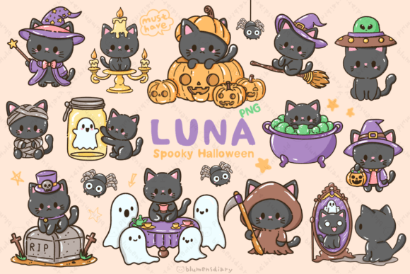 Download Kawaii Black Cat Spooky Halloween - Kawaii Collection