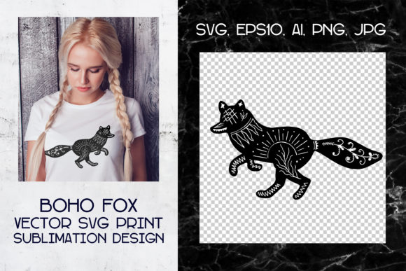 Download Boho Fox Silhouette Mystic Art SVG - Cut - Boho fox Collection