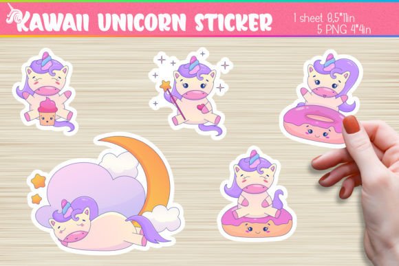 Download Kawaii Unicorn Stickers 5 PNG Printable - Kawaii Collection