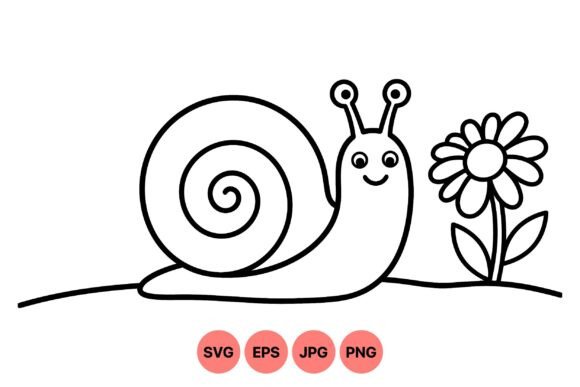 Download Cute Snail Floral Outline Art - Floral outline Collection