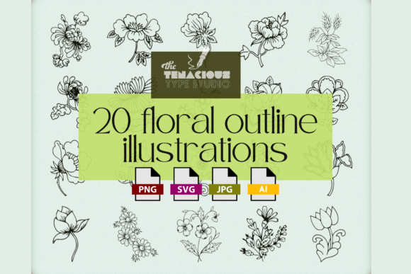 Download 20 Floral Outline Illustrations - Floral outline Collection