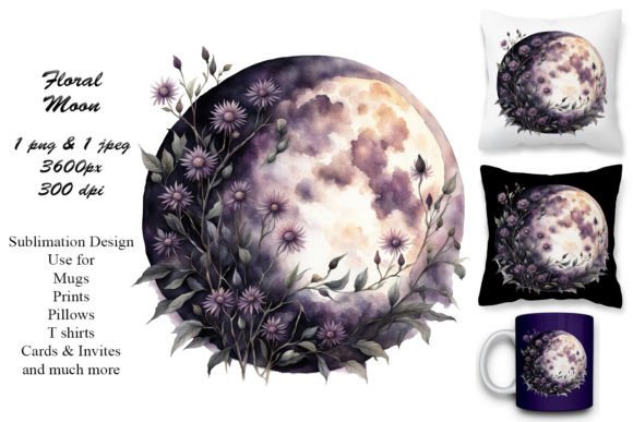Download Dusky Floral Full Moon Sublimation - Full moon Collection
