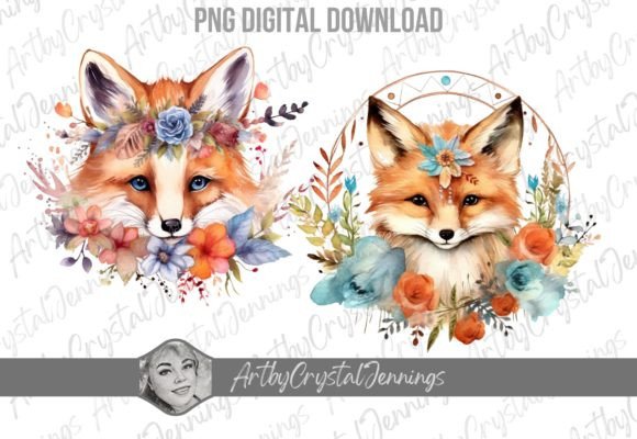 Download Watercolor Boho Fox Sublimation PNG - Boho fox Collection